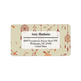 Terracotta Boho Pattern Adressaufkleber