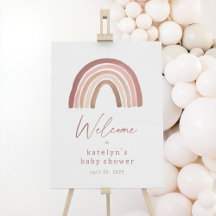 Terracotta Boho Rainbow Baby Dusche Begrüßungszeic