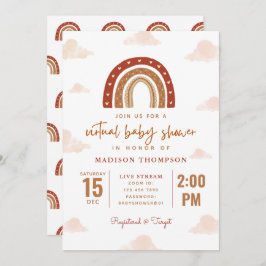 Terracotta Boho Rainbow Clouds Virtual Baby Dusche Einladung
