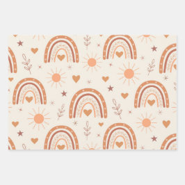 Terracotta boho rainbow geschenkpapier set