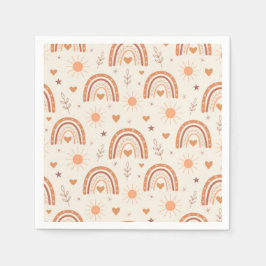 Terracotta boho Regenbogenmuster Babydusche Serviette