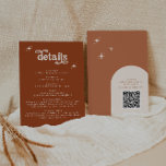 Terracotta Boho Retro Wedding Stationery Begleitkarte<br><div class="desc">Dies ist eine Terracotta-Retro-Designumrandkarte. Bearbeiten Sie die meisten* Formulierungen und Farben auf dieser Retro-Gehäusekarte, um sie Ihrem Event-Thema persönlichem Stil anzupassen! (das Wort "Details" ist nicht editierbar, aber Sie können die Farben ändern!) // Für passende Designs suchen Sie BIRDIE im Sincerely By Nicole Zazzle Store. * Wenn Ihnen dieses Design...</div>