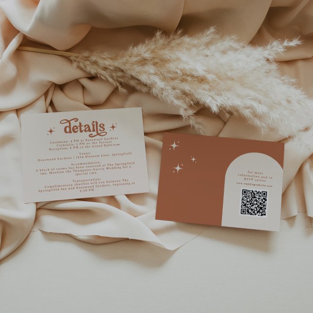 Terracotta Boho Retro Wedding Stationery Begleitkarte (Von Creator hochgeladen)