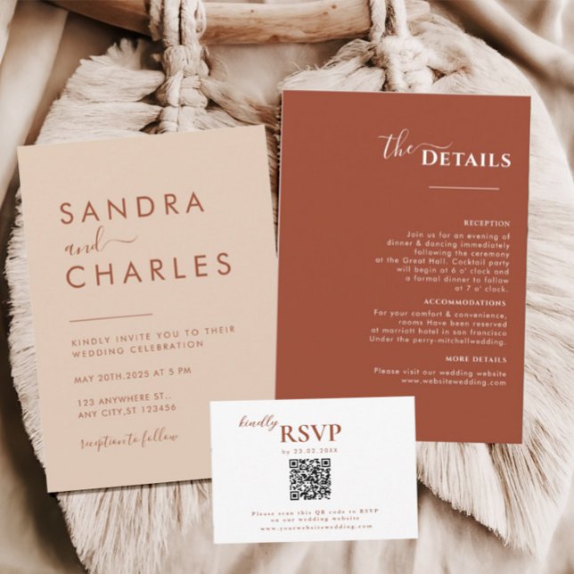 Terracotta Boho Route, Rust Wedding rsvp (COLLECTION)