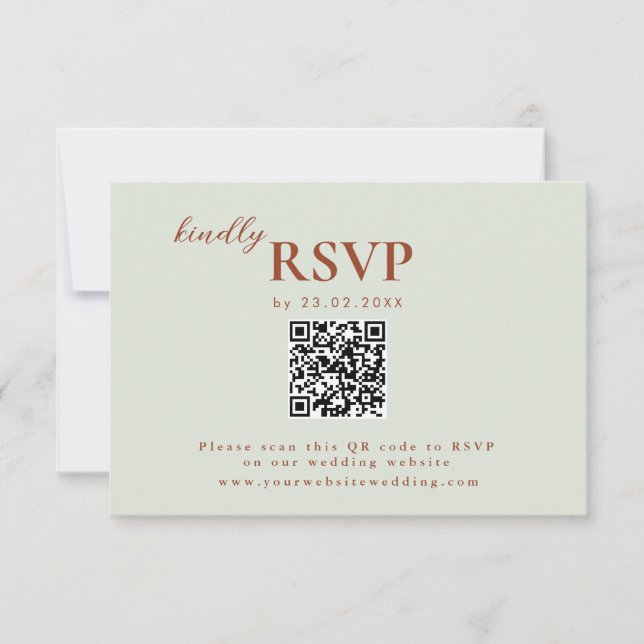 Terracotta Boho Route, Rust Wedding rsvp Karte (Vorderseite)