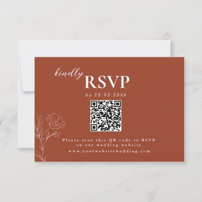 Terracotta Boho Route, Rust Wedding rsvp Karte (Vorderseite)