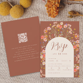 Terracotta Boho Rustikale Wildblume Hochzeit der B RSVP Karte