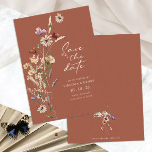 Terracotta Boho Save the Date Flat Card
