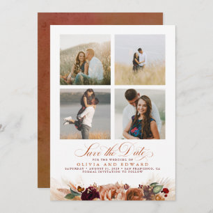 Terracotta Boho Save the Date Foto Dankeskarte