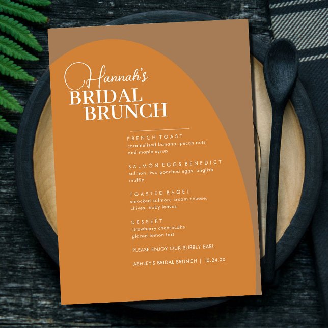 Terracotta Boho Script Minimal Bridal Brunch Menü Menükarte (Von Creator hochgeladen)