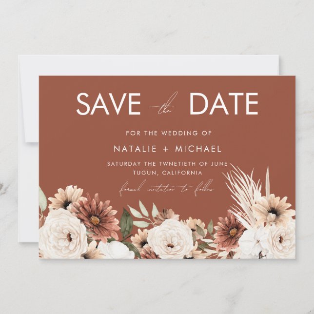 Terracotta Boho Summer & Fall Wedding Save The Date (Vorderseite)