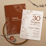 Terracotta Boho Surprise 30. Geburtstag Party Einladung<br><div class="desc">Floral Terracotta Boho Burnt Orange Überraschung 30. Geburtstag Party Einladung. Minimalistisches modernes Design mit botanischen Akzenten und Typografie-Script-Schriftart. Einfache florale Einladungskarte perfekt für eine stilvolle weibliche Überraschung am Tag. Kann für jedes Alter angepasst werden.</div>