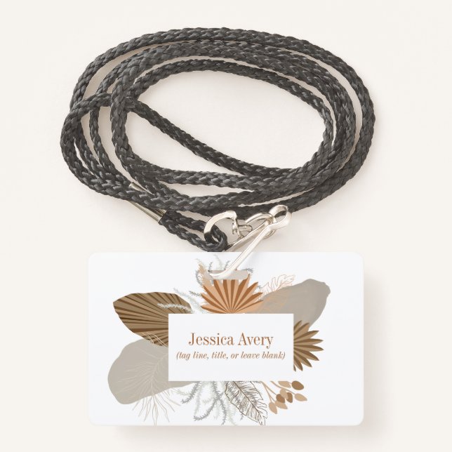 Terracotta Boho Tropical Abzeichen Ausweis (Vorderseite mit Schlüsselband)