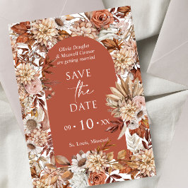 Terracotta Boho Vintage Herbsthochzeit Save The Date
