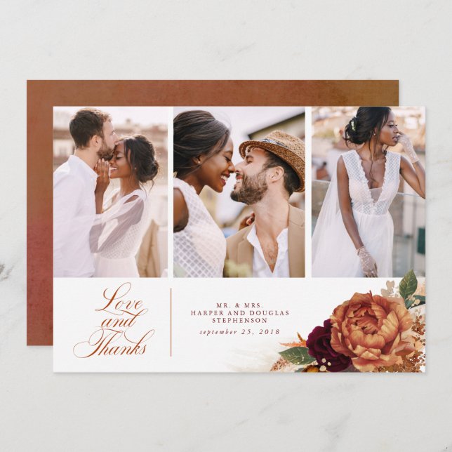 Terracotta Boho Wedding Danke Ihnen 3 Fotos (Vorne/Hinten)