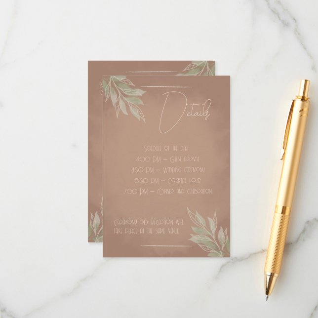 Terracotta Boho Wedding Enclosure Card Begleitkarte (Vorderseite/Rückseite Beispiel)