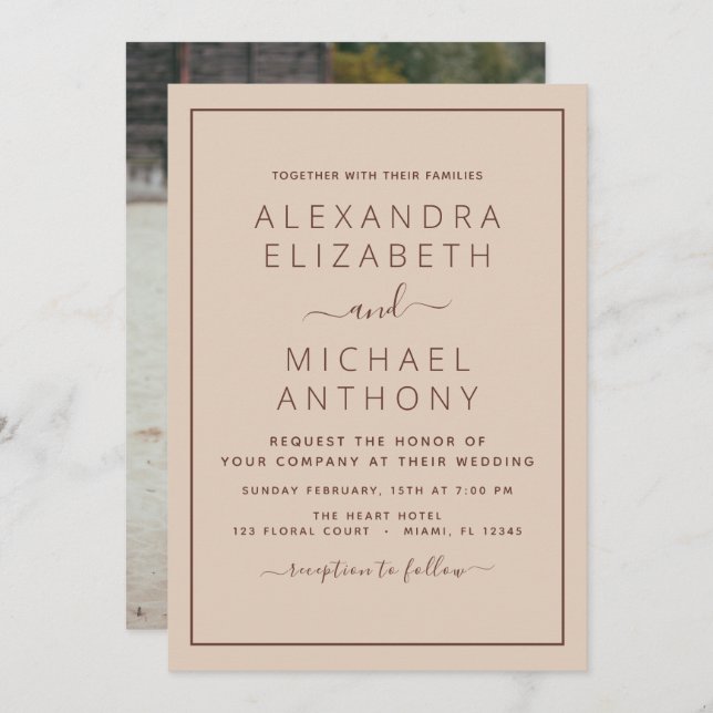 Terracotta Boho Wedding Foto Picture Einladung (Vorne/Hinten)