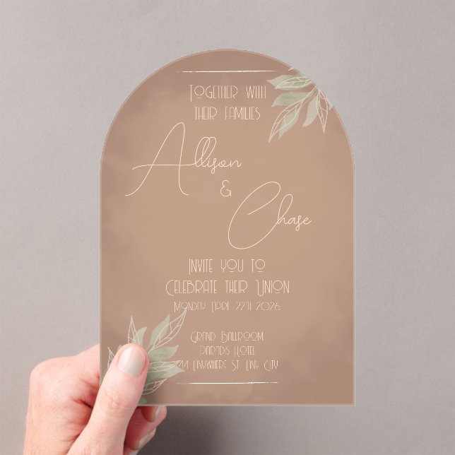 Terracotta Boho Wedding Invitation with Minimalist Acryleinladungen (Insitu (Handheld))