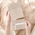 Terracotta Boho Wedding Modern Typografy UAWG All In One Einladung<br><div class="desc">Terracotta (Terracotta) Boho Brown Wedding Winter,  Herbst,  Herbst Frühling oder Sommer Hochzeit RSVP Einladungen - beinhaltet schöne und elegante Skripttypografie mit einer modernen einfachen und klassischen Farbe für die besondere Hochzeitstag Feier.</div>