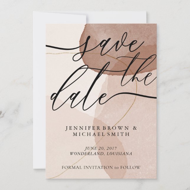 Terracotta Boho Wedding Rett Date Custom Foto Save The Date (Vorderseite)