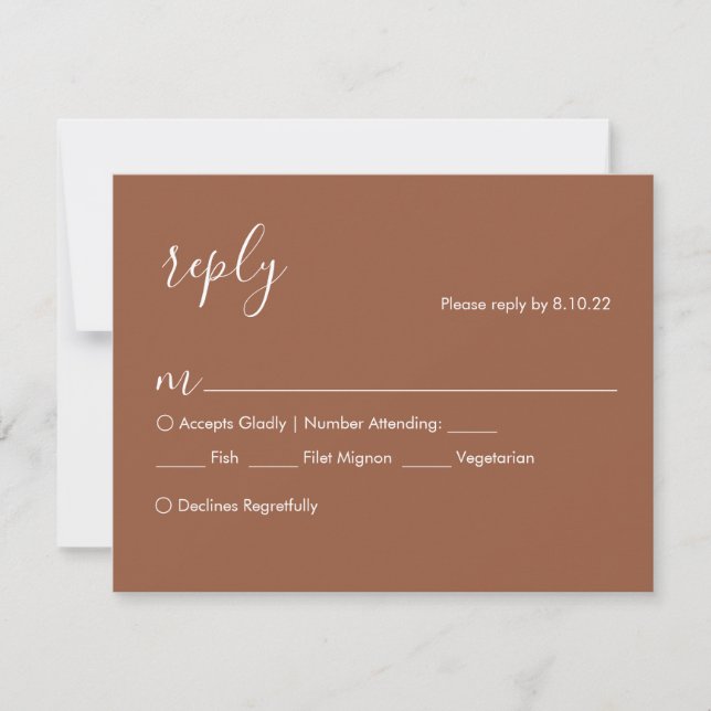 Terracotta Boho Wedding RSVP Card, Optionen zum Es (Vorderseite)