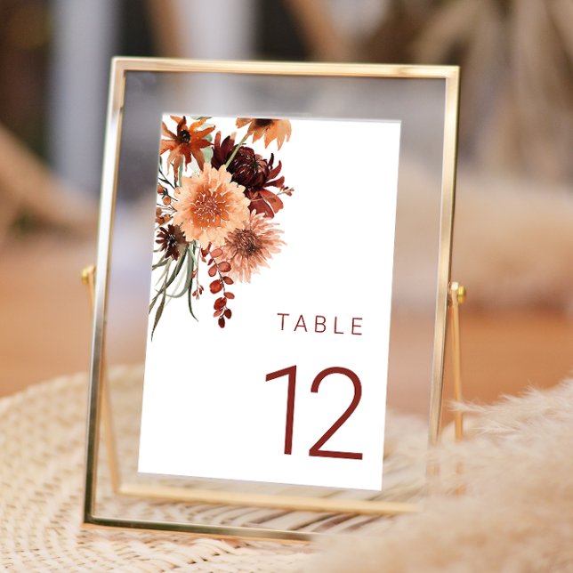 Terracotta Boho Wedding: Sommer & Fall Floral Tischnummer (Von Creator hochgeladen)