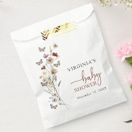 Terracotta Boho Wildblume Babydusche Geschenktütchen