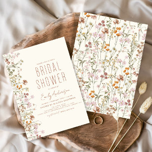 Terracotta Boho Wildblume Brautparty Einladung