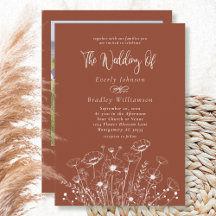 Terracotta Boho Wildblume Script Foto Wedding
