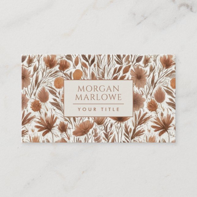 Terracotta Boho Wildblumen Blumenmuster Visitenkarte (Vorderseite)