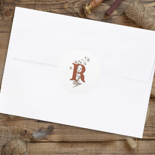 Terracotta Boho Wildblumen Wedding Envelope Runder Aufkleber