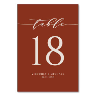 Terracotta Bold Minimalistische Script Wedding Tischnummer
