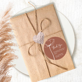 Terracotta Bold Simple Floral Wedding Vielen Dank Runder Aufkleber