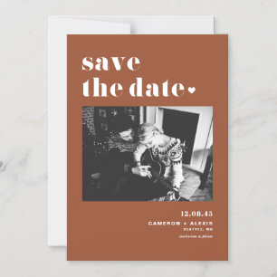 Terracotta Bold Typografy Foto Save the Date Magneteinladung