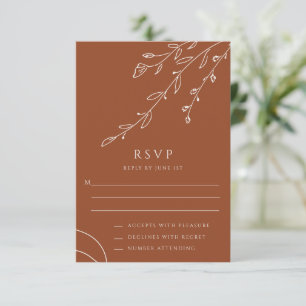 Terracotta Botanical Wedding RSVP Card Einladung