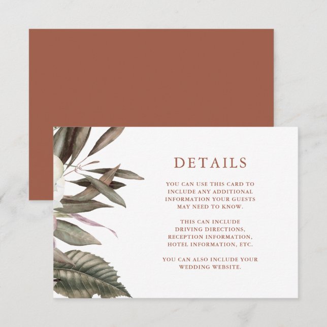 Terracotta Botanische Gastinformation Begleitkarte (Vorne/Hinten)