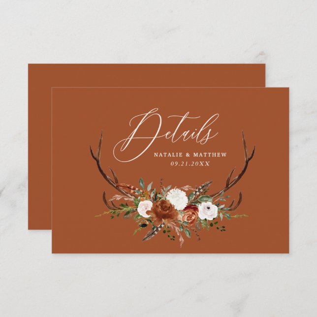 Terracotta botanische Hochzeit Save The Date (Vorne/Hinten)