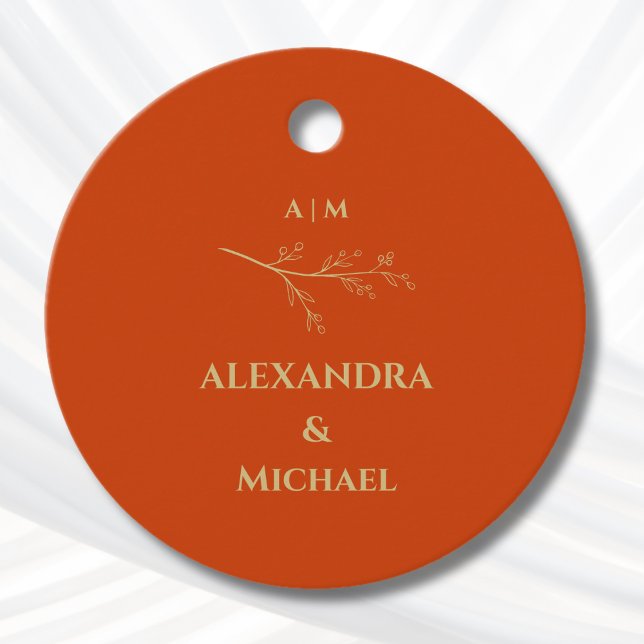 Terracotta Botanische Minimalistische Hochzeit Vie Geschenkanhänger (Von Creator hochgeladen)