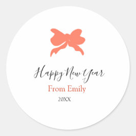 Terracotta bow happy new year name year boho retro runder aufkleber