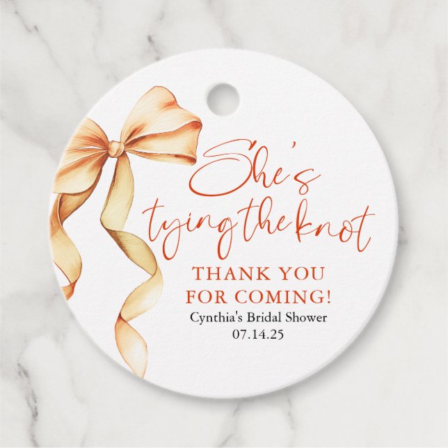 Terracotta Bow Sie bindet das Brautparty des Knote Geschenkanhänger (Vorderseite)