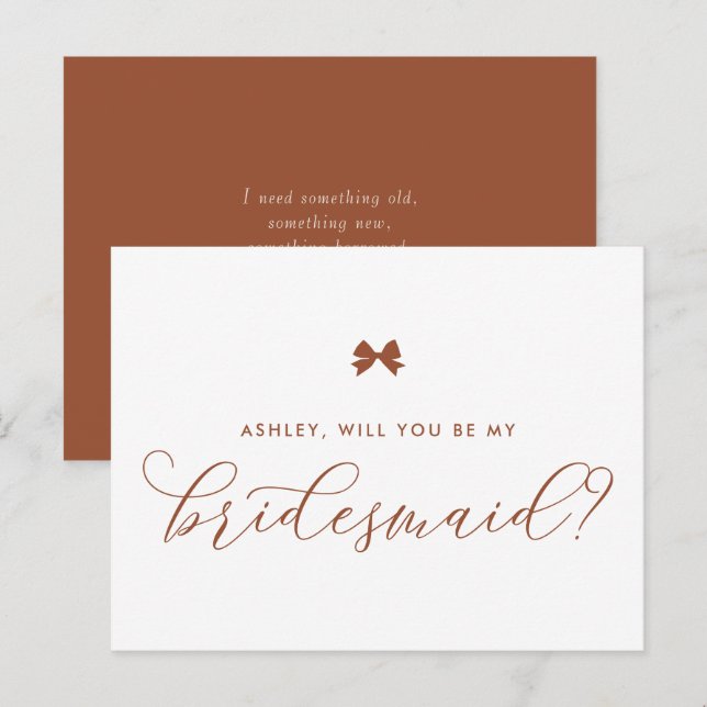 Terracotta Bow wird meine Bridesmaid Card sein Postkarte (Vorne/Hinten)