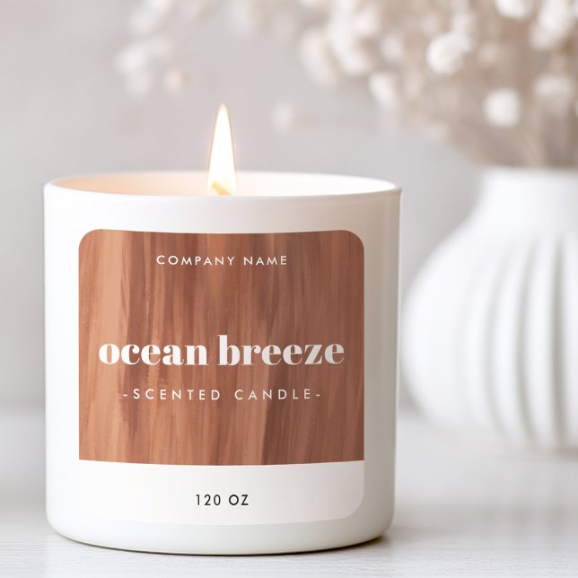 Terracotta-Braungstriche, quadratisches Produkteti Quadratischer Aufkleber (Terracotta brown brushstrokes square product label)