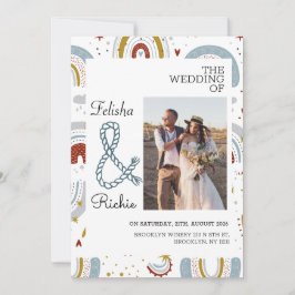 Terracotta Bright Boho Rainbows Wedding Save The Date