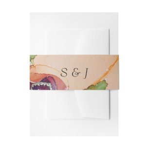Terracotta Brown Floral Wedding Rustic Monogram Einladungsbanderole
