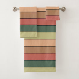 Terracotta Brown Green Black on Watercolor Paper Badhandtuch Set