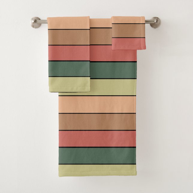 Terracotta Brown Green Black on Watercolor Paper Badhandtuch Set (Insitu)
