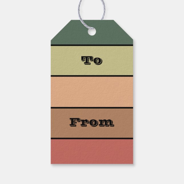 Terracotta Brown Green Black on Watercolor Paper Geschenkanhänger (Rückseite)