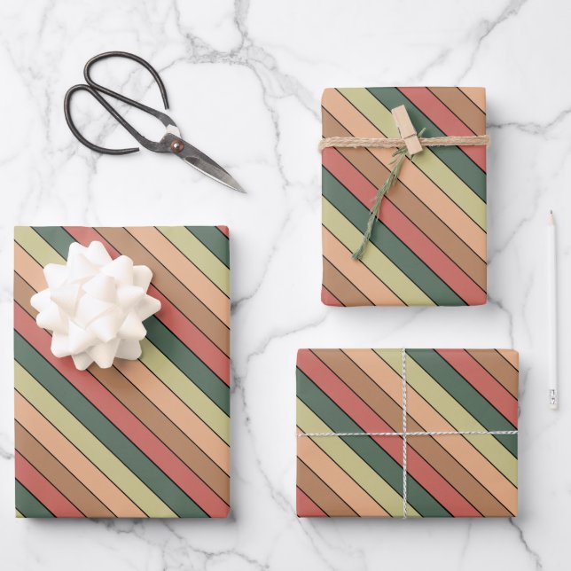 Terracotta Brown Green Black on Watercolor Paper Geschenkpapier Set (Vorderseite)