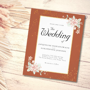 Terracotta Budget Hochzeit Einladung Pink Peony Flyer