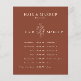 Terracotta Budget Hochzeitshaar Makeup Timeline Flyer